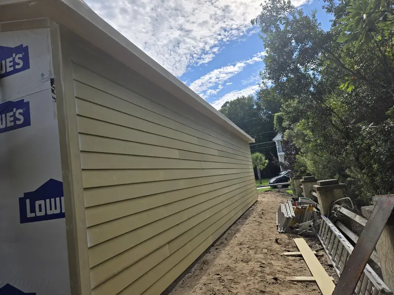 New lap siding going on the long side of a detached garage, Lake Waccamaw, NC