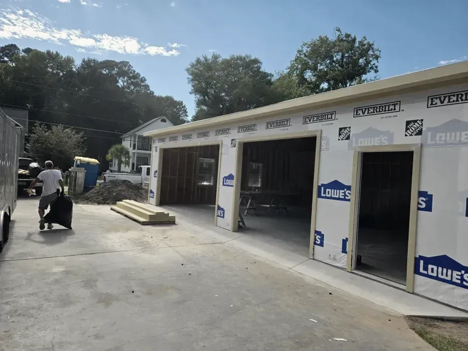 House wrap moisture barrier installed before siding on a Wilmington NC home